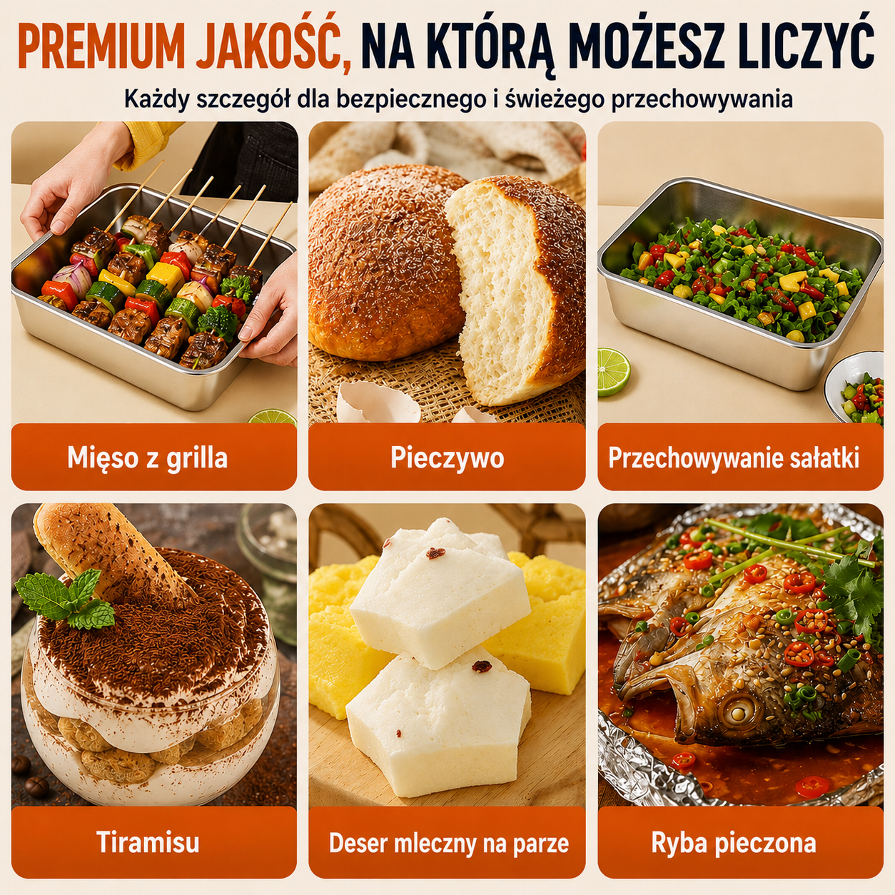 ⚜️Duży Hermetyczny Pojemnik Na Żywność Ze Stali Nierdzewnej Antybakteryjnej – 1500ml (19 x 14 x 8 Cm)