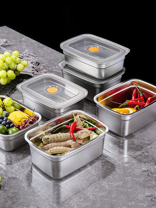 [🎁 Zestaw 6+3 Gratis] Duży Hermetyczny Pojemnik Na Żywność Ze Stali Nierdzewnej Antybakteryjnej – 1500ml (19 x 14 x 8 cm)