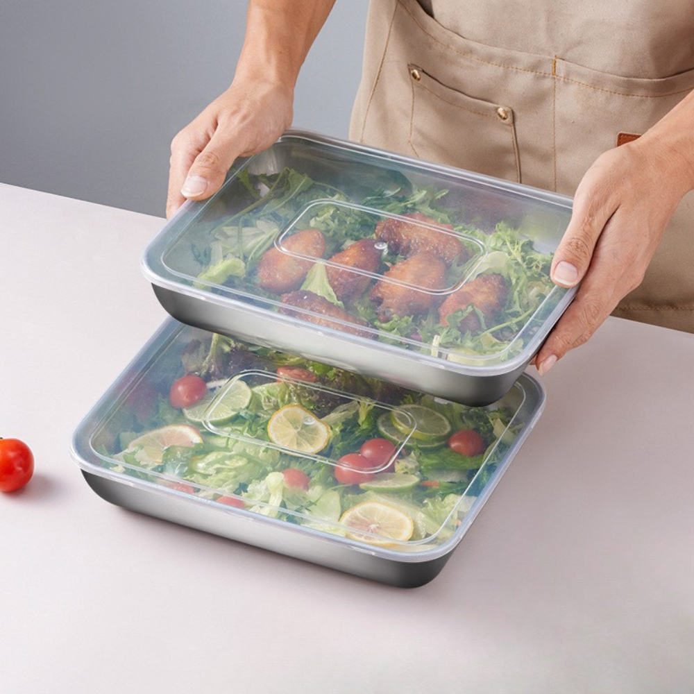 Pojemnik na żywność ze stali nierdzewnej 304 (22 x 15 x 6 cm)