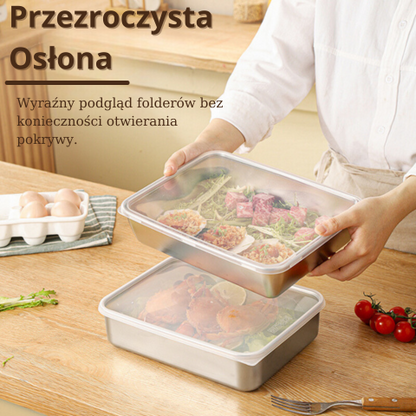 Pojemnik na żywność ze stali nierdzewnej 304 (25 x 20 x 6 cm)