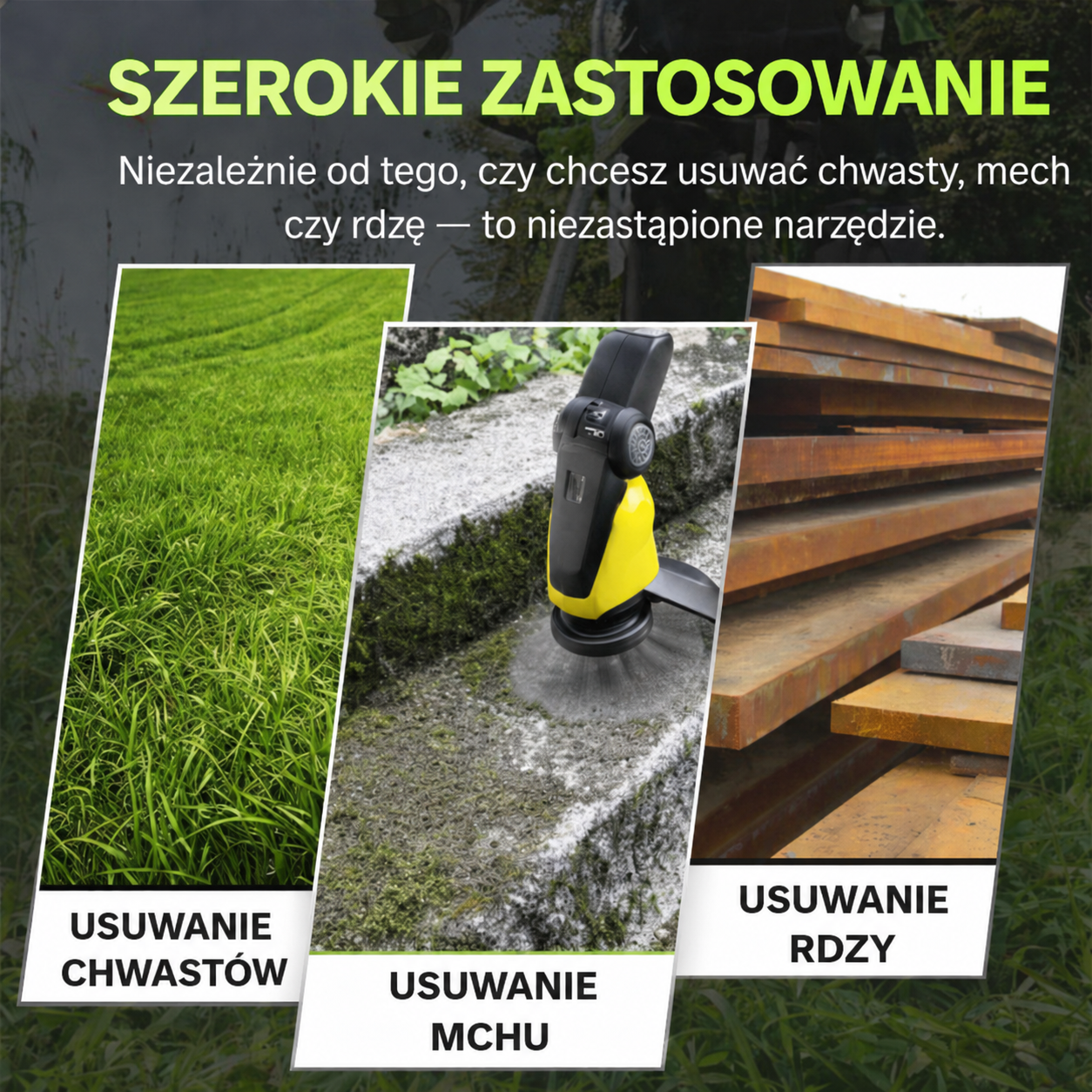 6-ramienna głowica tnąca z wytrzymałej, plecionej linki stalowej