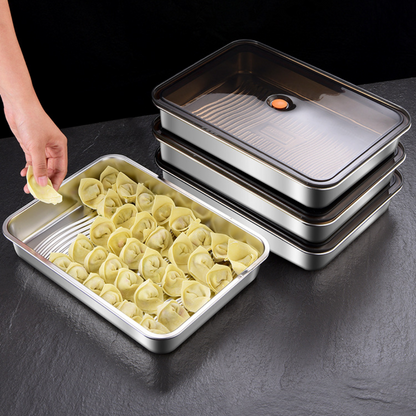 ⭐️ Pojemnik na żywność ze stali nierdzewnej 304 z pokrywką próżniową (22,5 * 15 * 6 cm)