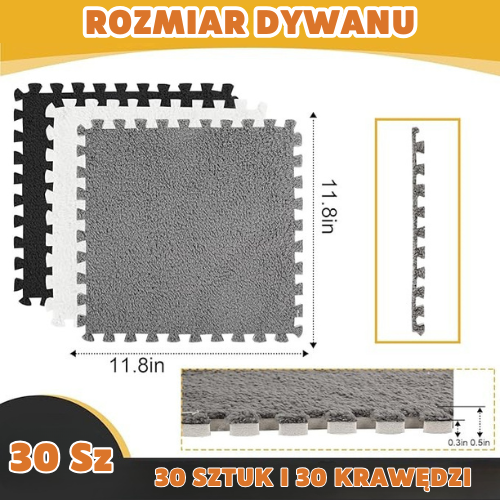Dywan z Pluszowych Puzzli (Szary + Biały)
