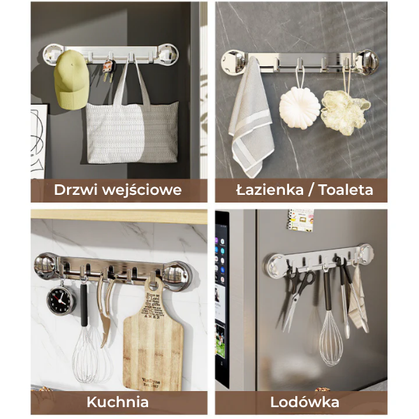 Wieszaki ze stali nierdzewnej z 5 haczykami, wygodne i zdolne wytrzymać do 20 kg