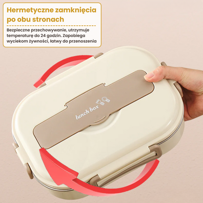 ✨Pudełko na lunch ze stali nierdzewnej z praktycznymi przegrodami, kompletny zestaw obiadowy, dodatkowo: 1 okrąłe pudełko w prezencie