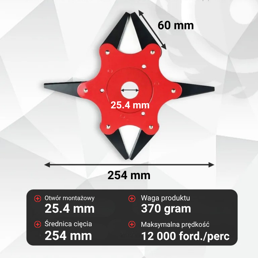🇵🇱 Głowica tnąca z 6 superwytrzymałymi ostrzami ze stali manganowej (w zestawie z akcesoriami)