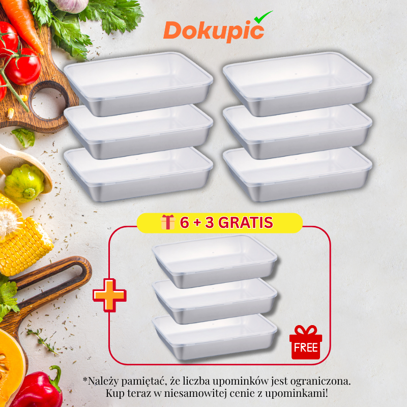 [🎁 Zestaw 6+3 Gratis] Pojemnik na żywność ze stali nierdzewnej 304 (25 x 20 x 6 cm)