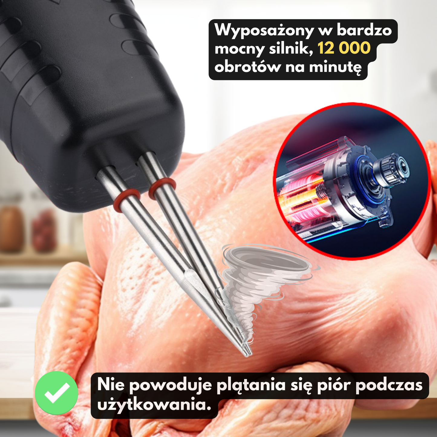 Przenośna skubarka do drobiu – usuwa wszystkie pióra w kilka minut