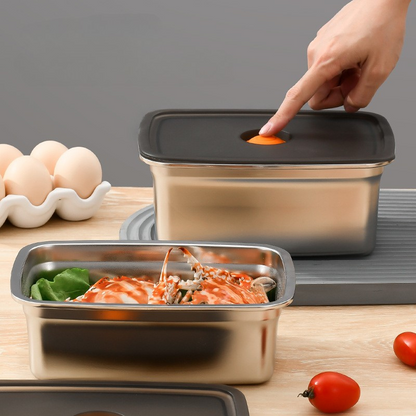 Duży Hermetyczny Pojemnik Na Żywność Ze Stali Nierdzewnej Antybakteryjnej – 1500ml (19 x 14 x 8 cm)