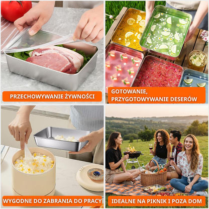 POJEMNIK ZE STALI NIERDZEWNEJ 304 PREMIUM -Utrzymuje świeżość żywności nawet do 5× dłużej