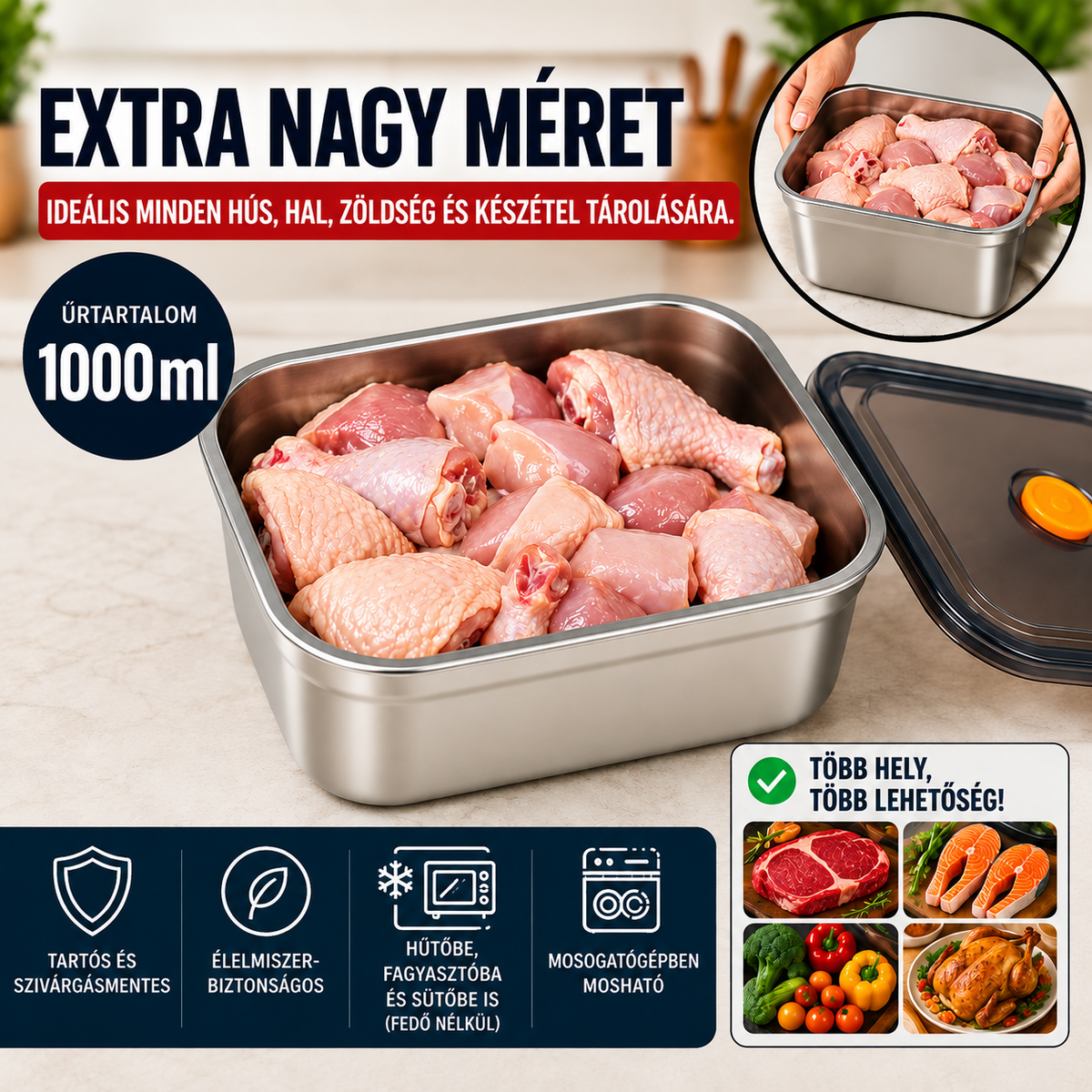 [🎁 70% ZNIŻKI] Próżniowy pojemnik na żywność ze stali nierdzewnej 316L (Duża pojemność )