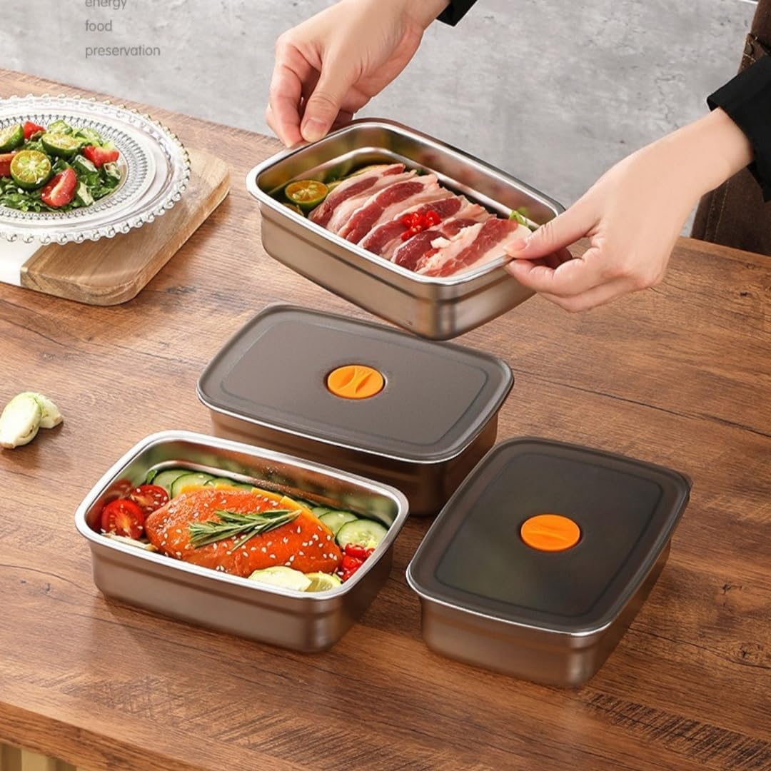 🍱 Pojemnik na żywność ze stali nierdzewnej 316 z pokrywką próżniową (19*13.5*5.5cm)
