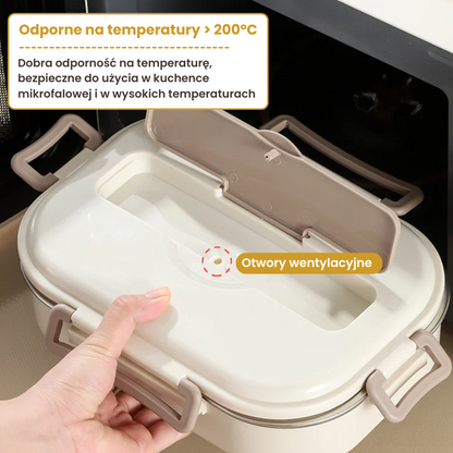 ✨Pudełko na lunch ze stali nierdzewnej z praktycznymi przegrodami, kompletny zestaw obiadowy, dodatkowo: 1 okrąłe pudełko w prezencie