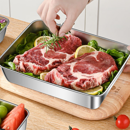 Pojemnik na żywność ze stali nierdzewnej 304 (25 x 19,5 x 5 cm) (TT)