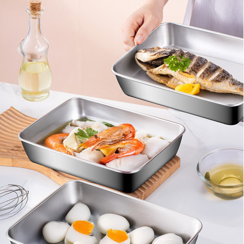 Pojemnik na żywność ze stali nierdzewnej 304 (22 x 15 x 6 cm)