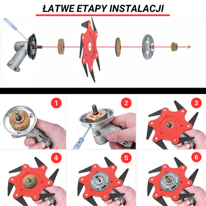 🇵🇱 Głowica tnąca z 6 superwytrzymałymi ostrzami ze stali manganowej (w zestawie z akcesoriami)