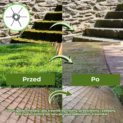 Głowica kosiarki posiada 6 splecionych ramion wykonanych z wytrzymałego drutu stalowego.