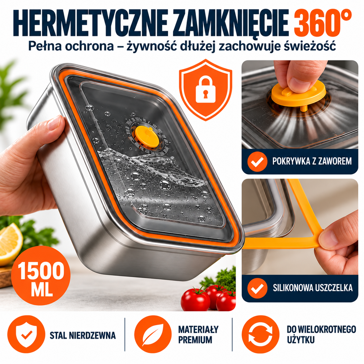 [🎁 70% ZNIŻKI] Próżniowy pojemnik na żywność ze stali nierdzewnej 316L (Duża pojemność )