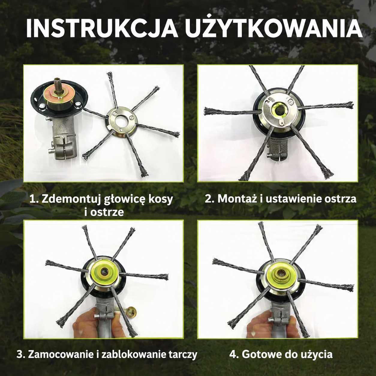 Głowica Do Koszenia Trawy Posiada 6 Splecionych, Mocnych Ramion Ze Stalowego Drutu