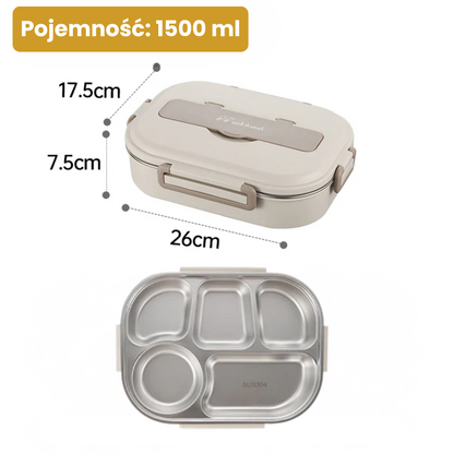 ✨Pudełko na lunch ze stali nierdzewnej z praktycznymi przegrodami, kompletny zestaw obiadowy, dodatkowo: 1 okrąłe pudełko w prezencie