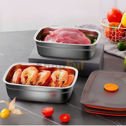 ✨ Taca ze stali nierdzewnej 316 – Bezpieczne i praktyczne rozwiązanie do przechowywania żywności (19x14x6 cm)