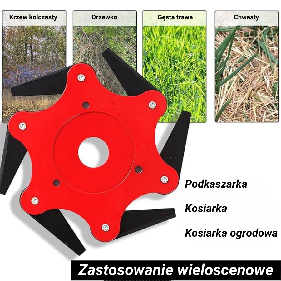 Głowica tnąca z 6 superwytrzymałymi ostrzami ze stali manganowej (w zestawie z akcesoriami)
