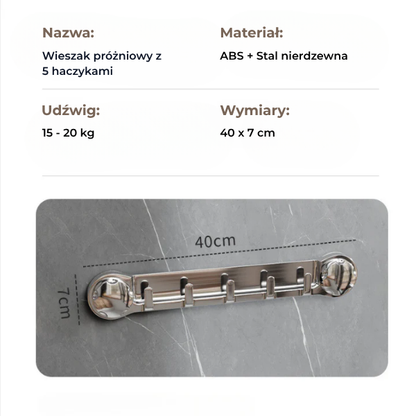 Wieszaki ze stali nierdzewnej z 5 haczykami, wygodne i zdolne wytrzymać do 20 kg