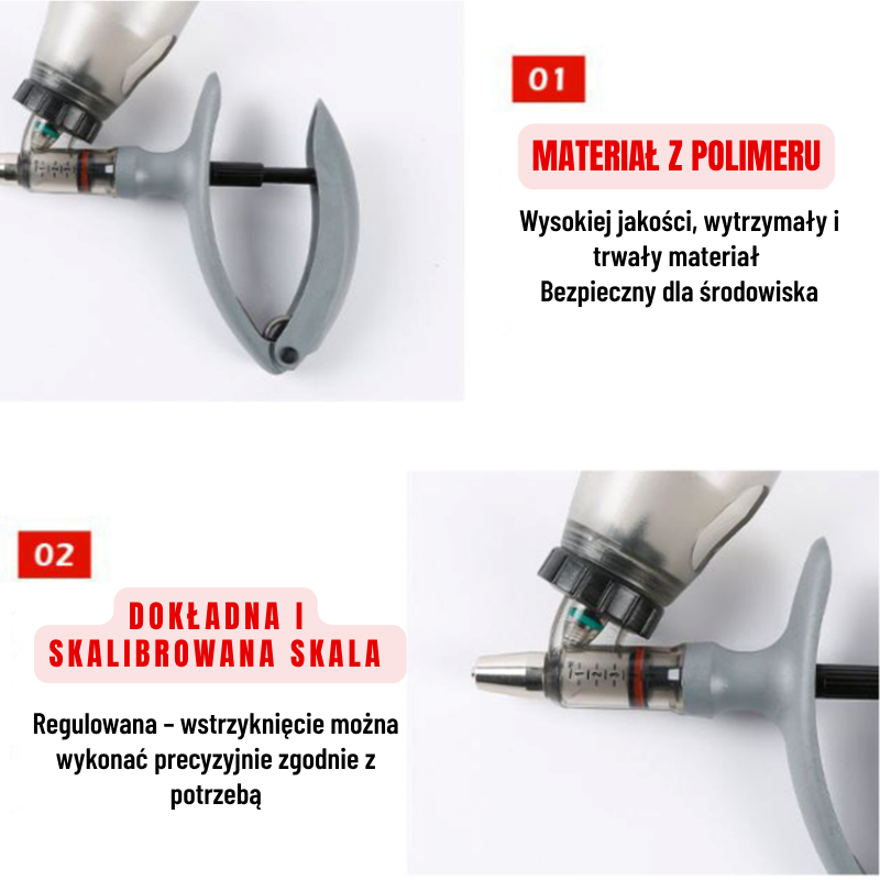 Strzykawka automatyczna 5 ml – Łatwa regulacja objętości, precyzyjne podawanie, oszczędność czasu i większa wydajność w hodowli zwierząt
