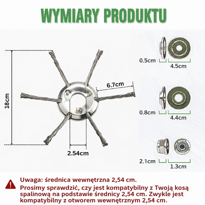 Głowica Do Koszenia Trawy Posiada 6 Splecionych, Mocnych Ramion Ze Stalowego Drutu