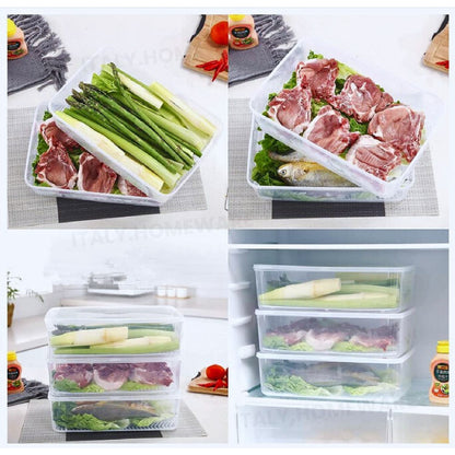 Organizer Do Lodówki Z Wyjmowaną Tacką Odpływową & Szczelnie Zamykanymi Pokrywkami, Pojemniki Do Lodówki Utrzymują Owoce I Warzywa Świeższe, Pojemność (1500 ML)