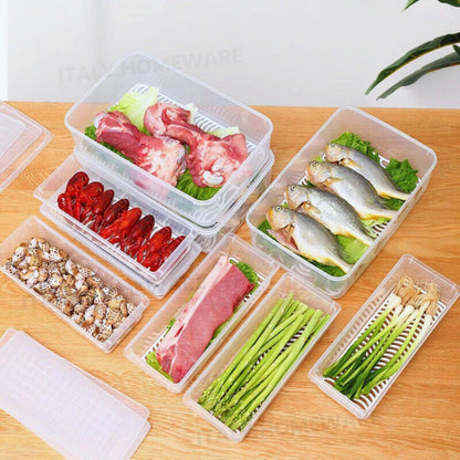 Organizer Do Lodówki Z Wyjmowaną Tacką Odpływową & Szczelnie Zamykanymi Pokrywkami, Pojemniki Do Lodówki Utrzymują Owoce I Warzywa Świeższe, Pojemność (1500 ML)