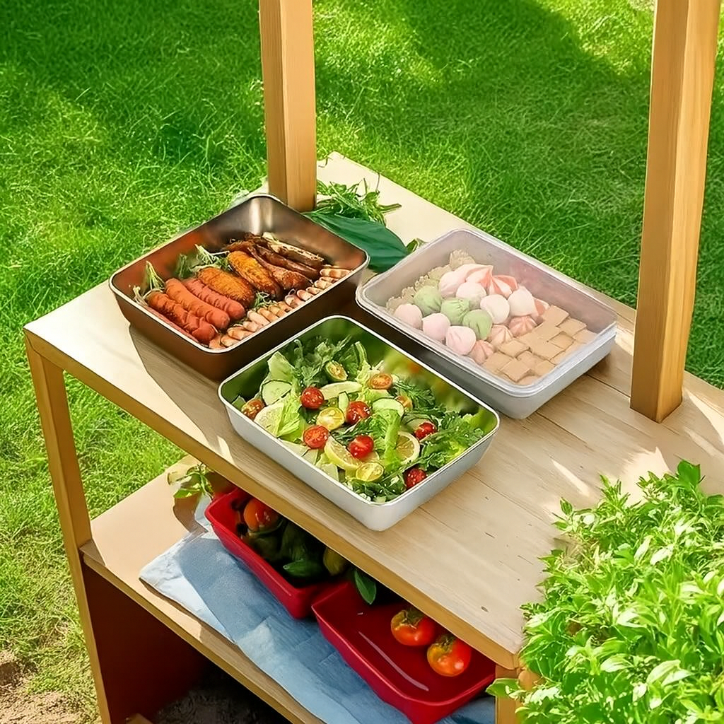 Taca ze stali nierdzewnej 304 z hermetyczną pokrywką (2,1 L – 25,7 × 19,7 × 5,7 cm) | RABAT 70%!