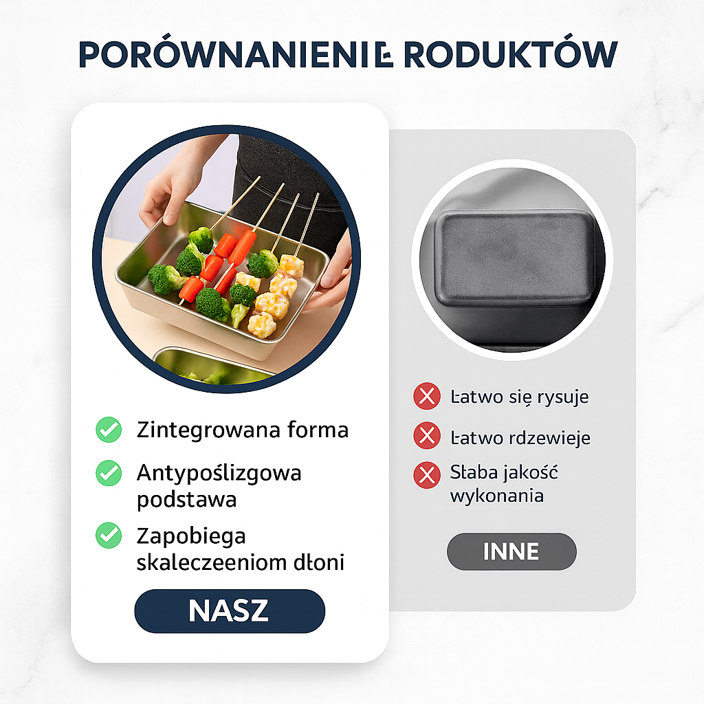 Taca ze stali nierdzewnej 304 z hermetyczną pokrywką (2,1 L – 25,7 × 19,7 × 5,7 cm) | RABAT 70%!