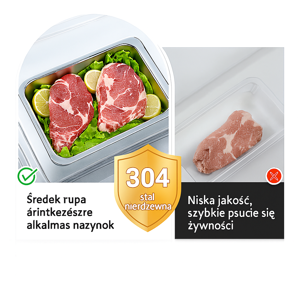 Taca ze stali nierdzewnej 304 z hermetyczną pokrywką (2,1 L – 25,7 × 19,7 × 5,7 cm) | RABAT 70%!