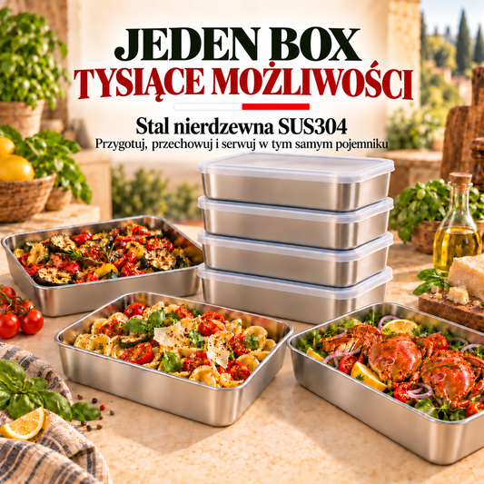 70% ZNIŻKI | Pojemnik Na Żywność Ze Stali Nierdzewnej SUS304 (25 × 20 × 6 cm)