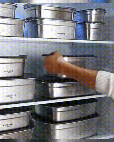 ✨Duży Hermetyczny Pojemnik Na Żywność Ze Stali Nierdzewnej Antybakteryjnej – 1500ml  (19 x 14 x 8 Cm)