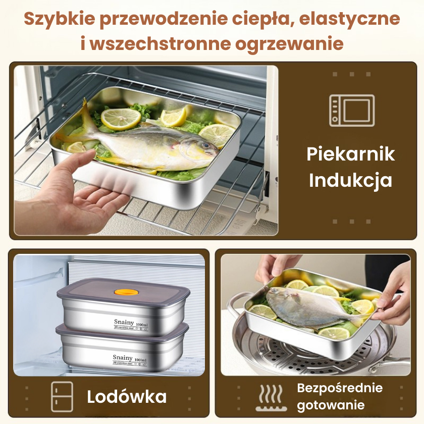 Duży Hermetyczny Pojemnik Na Żywność Ze Stali Nierdzewnej Antybakteryjnej – 1500ml  (19 x 14 x 8 cm)