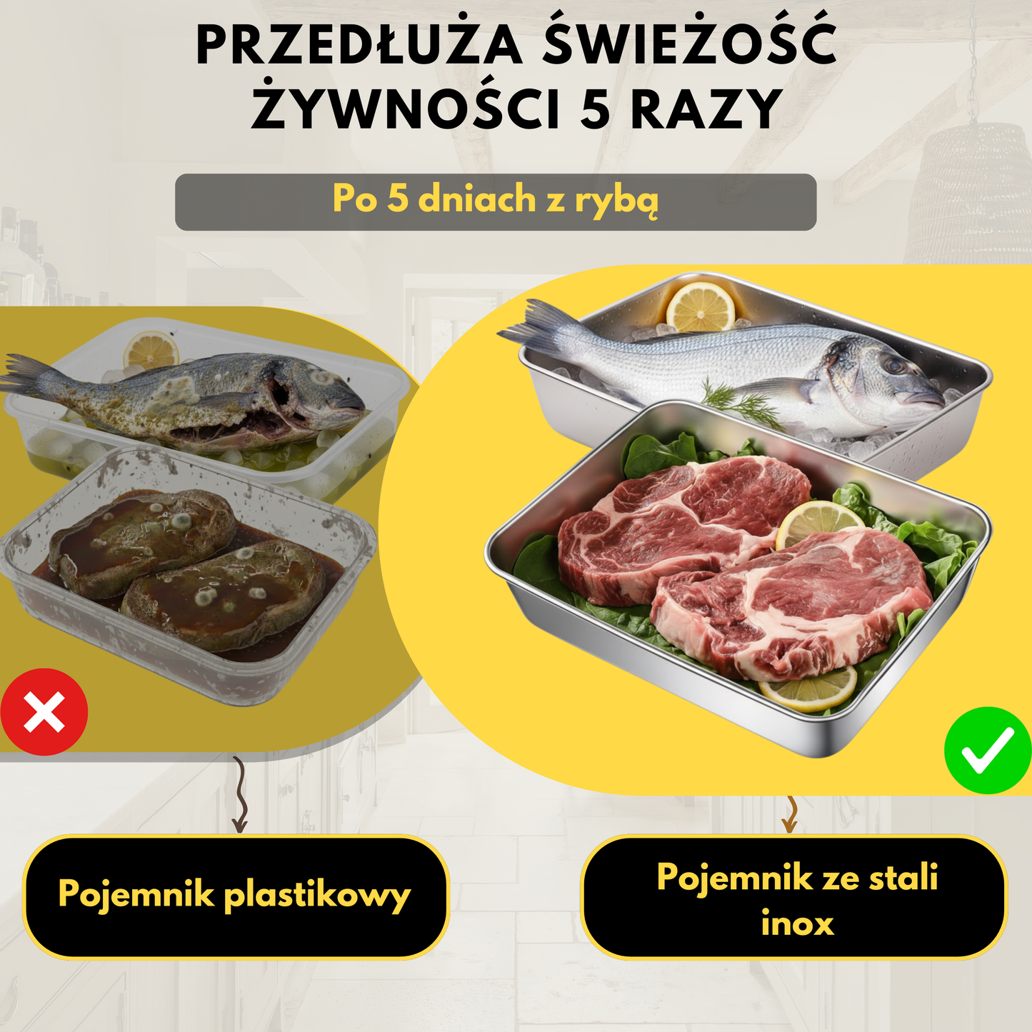 Pojemnik na żywność ze stali nierdzewnej 304 – Dłuższa świeżość i maksymalne bezpieczeństwo (25x20x5 cm)