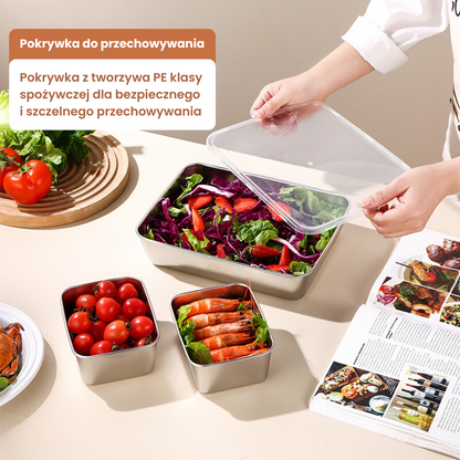 Pojemnik na żywność ze stali nierdzewnej 304 (25 x 19,5 x 5 cm) (TT)