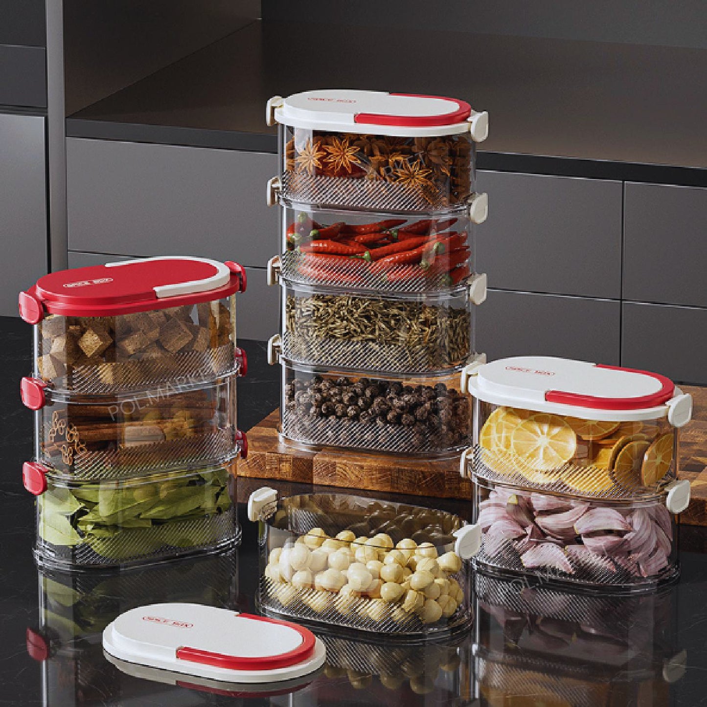 Przezroczysty, 4-poziomowy Pojemnik Na żywność, Można Układać W Stos, Z Hermetyczną Pokrywką