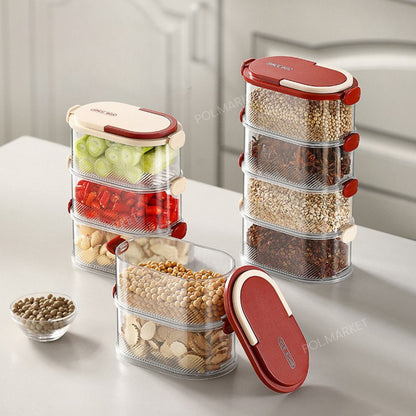 Przezroczysty, 4-poziomowy Pojemnik Na żywność, Można Układać W Stos, Z Hermetyczną Pokrywką