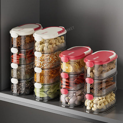 Przezroczysty, 4-poziomowy Pojemnik Na żywność, Można Układać W Stos, Z Hermetyczną Pokrywką