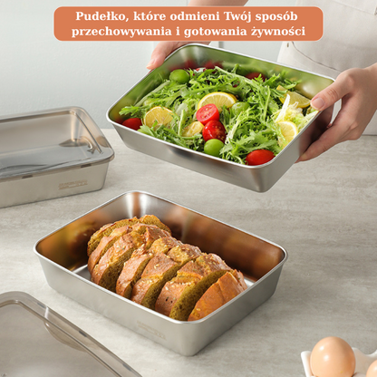 ⚡WYPRZEDAŻ 70%⚡ Pudełko do przechowywania żywności ze stali nierdzewnej 304 (25 x 19,5 x 5 cm)