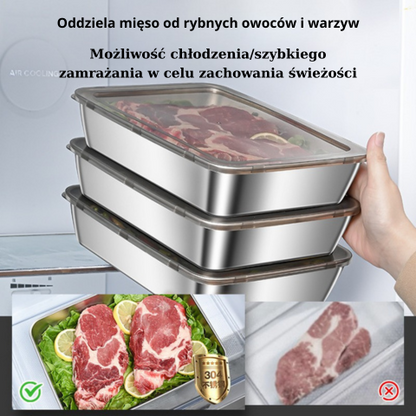 Pojemnik na żywność ze stali nierdzewnej 304 (25 x 20 x 6 cm)