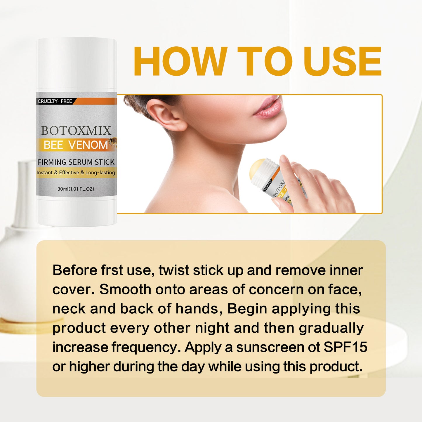 Wyprodukowano w USA - Sztyft Ujędrniający Z Botoksem I Jadem Pszczelim