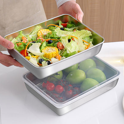 [🎁 Zestaw 6+3 Gratis] Pojemnik na żywność ze stali nierdzewnej 304 (25 x 20 x 6 cm)