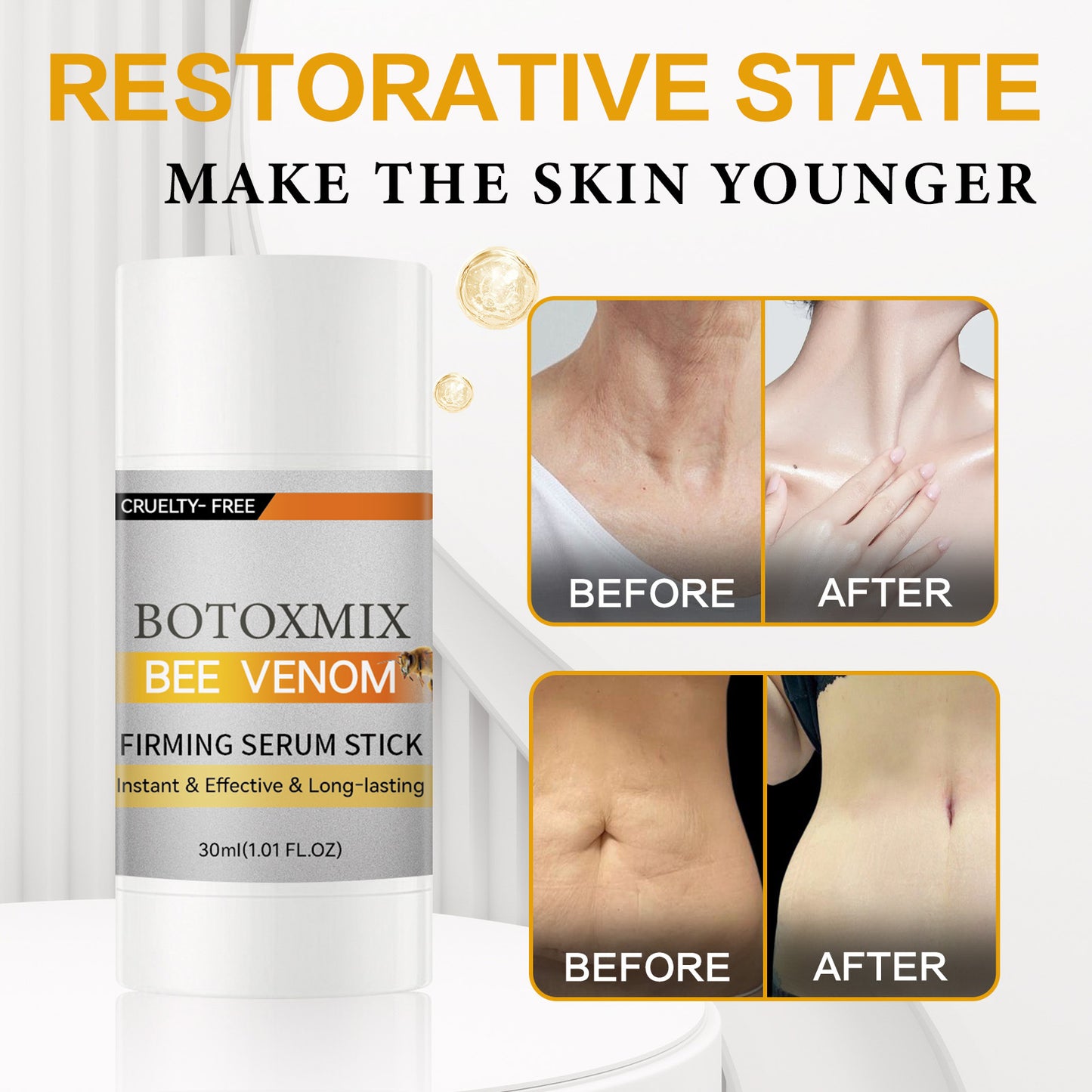 Wyprodukowano w USA - Sztyft Ujędrniający Z Botoksem I Jadem Pszczelim