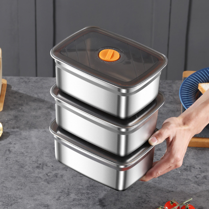 Duży Hermetyczny Pojemnik Na Żywność Ze Stali Nierdzewnej Antybakteryjnej – 1500ml (19 x 14 x 8 Cm)