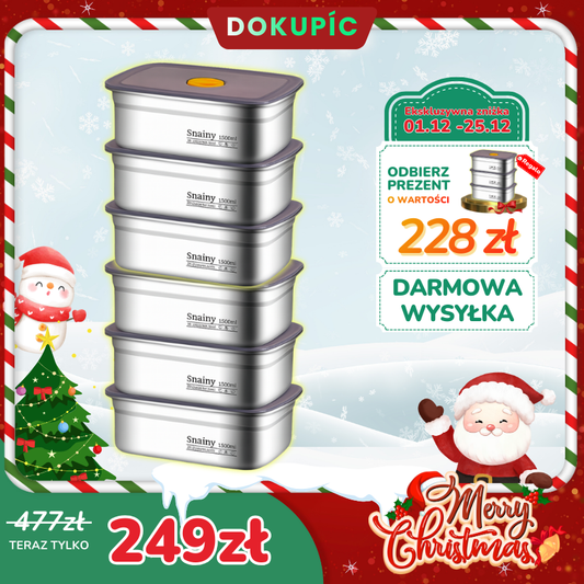 🇵🇱 (6+3 GRATIS) Pudełko na żywność ze stali nierdzewnej niemieckiej 316 – 1500ml