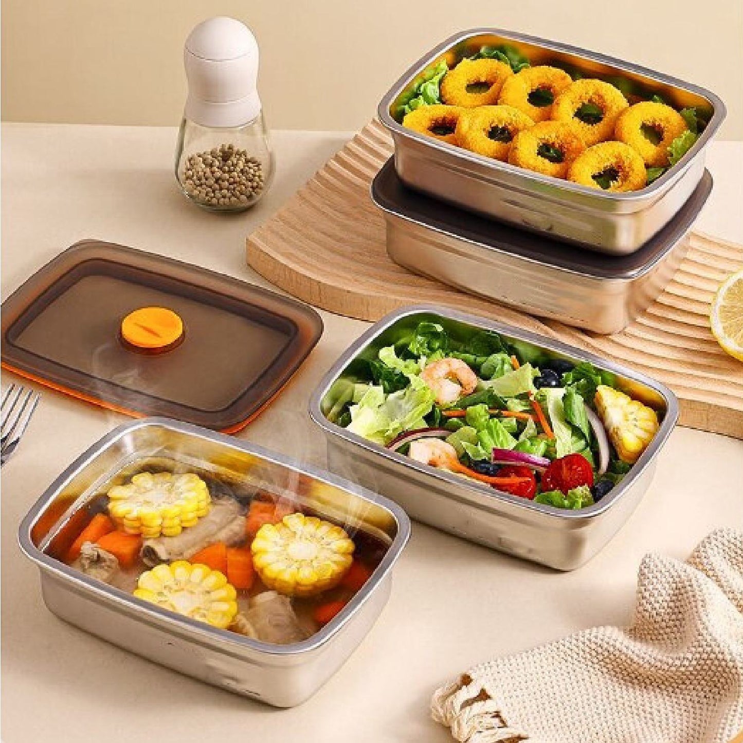 Pojemnik Próżniowy Antybakteryjny Zrobiony Ze Stali Nierdzewnej SUS 316 (19*13,5*5,5 cm)